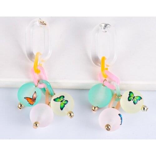 Wholesale New Butterfly Earrings Funny Resin Pendant Dangle Hanging Statement Earring 2021 Za Women Fashion Jewelry Wedding Gift