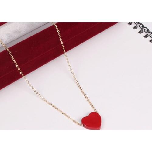 LANIWOO Red Heart Pendant Necklace Fashion Classical Chain Jewelry Vintage Gift for Women Wholesale Accessories Hot Sale