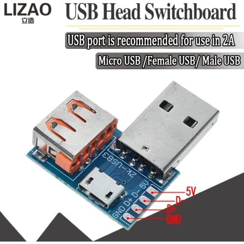 USB head Transition Board USB Male to female head to Turn microUSB to header 4P 2.54mm Direct-plug USB3