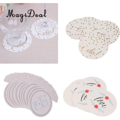 MagiDeal Strong Durable12x 4in Gold I DO Paper Doilies Doyley Coaster for Wedding Engagement Ceremony Party Table Decor White