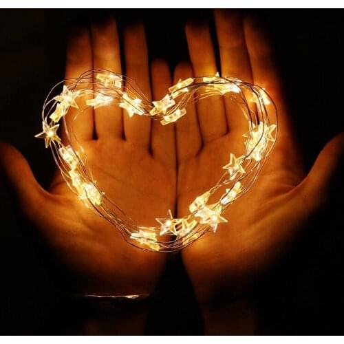2M 20leds LED star string light battery powered Copper Wire Fairy Light lights For home birthday Party Wedding decoration