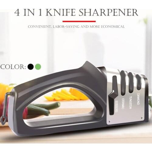 Knife Sharpener 4 in 1 Diamond Coated&Fine Rod Knife Shears and Scissors Sharpening stone System Stainless Steel Blades