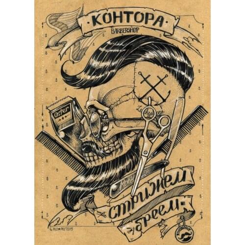 Vintage Hairdresser Tattoos Patterned Posters Kraft paper Interior Painting Restoring Wall Sticker Barber Shop Decoration