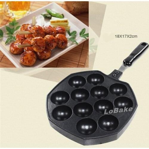 High quality metal ball dia.4cm Octopus Barbecue Plate Burning Stove With Handle Plate Takoyaki Burning Board Cake Tools Pans