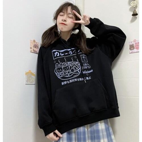 Winter plus size Anime Print letter Sweatshirt women harajuku Hoodies Women oversized clothes Pullovers korean style tops Kawaii