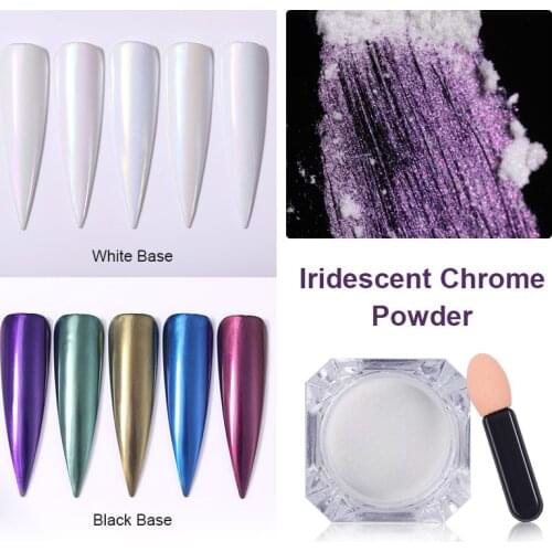 1 Box Pearl Nail Glitter Powder Neon Shimmer Mirror Mermaids White Purple Nail Chrome Pigment Dust UV Gel Polish Decorations