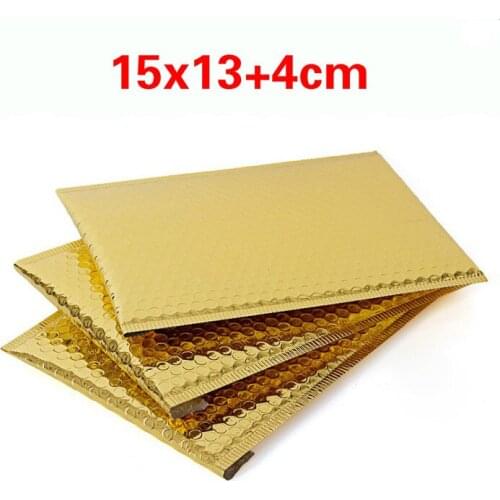 10pc 5.9x5/inch 15x13cm Gold Poly Bubble Mailers Padded Envelopes Self Seal Bubble Shipping Envelope gift bags Christmas Package