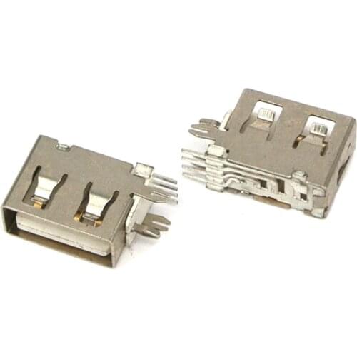 10 Pcs/Lot Female Side Insert Flat Edge USB 2.0 4 Pin 180 Degree Type A Plug Socket Jack Connector Short body jack Wire Adapeter