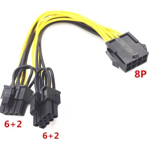 10pcs PCIE 8p Female to 2 Port Dual 8pin 6+2p Male GPU Graphics Video Card Miner Power Extension Cable Cord 18AWG Wire