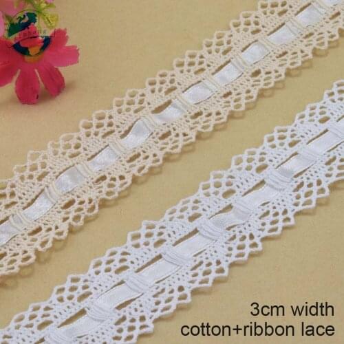 10yards 3cm 100% cotton embroidery lace 2colors french lace ribbon fabric guipure diy trims warp knitting sewing Accessories3710