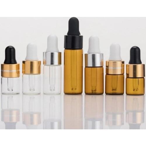 1000pcs Empty 1ml 2ml 3ml 5ml Test Perfume Essential Oil Sample Mini Vials Glass Dropper Bottles With Pipette Cosmetic Vial