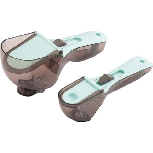 2Pcs/Set Adjustable Measuring Spoons with Magnetic Snaps Multifunctional Measuring Cups Scoop Teaspoons 5ml-30ml Baking Tools