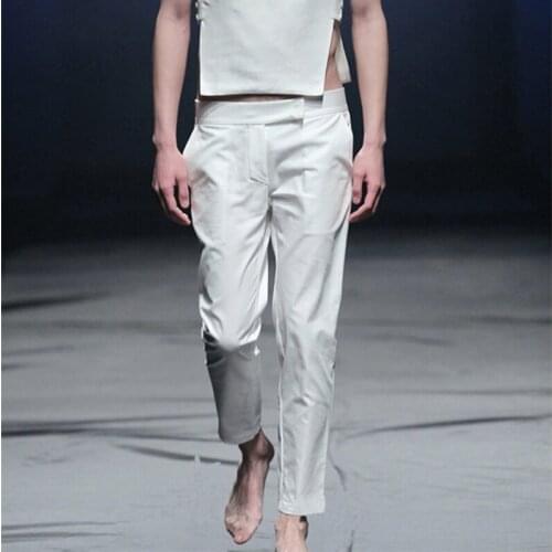 29-38 ! 2016 New Mens clothing Summer ankle length trousers nylon elastic breathable slim pants plus size singer costumes