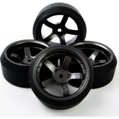 4Pcs 5 degree Drift Tires&Wheel 12mm hex For HSP HPI 1/10 On-Road Model Car D5M+PP0370