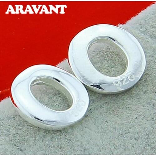 925 Silver Jewelry Round Circle Stud Earrings For Women Simple Engagement Earring Jewelry