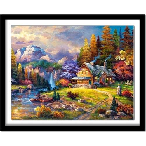 Diamant painting Diamond Embroidery Landscape Handmade Diamond Painting Village Needlework Cross Stitch Home Decor