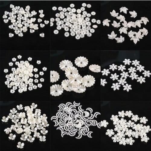 ABS Imitation Pearl Beaded Flower Half Round Beads Mix Flowers Hearts Bead DIY Clothing Accessories Jewelry Handmade Crafts