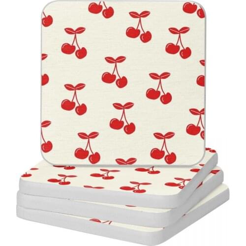 Cherry Cherry Diatomite Square Round Coaster Resistant Water Cup Bonsai Mat Soap Toothbrush Pad Diameter 10cm