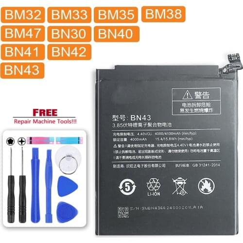 For Xiaomi Redmi Note 4 4X/ Redmi 4 4X 4A 4 Pro 3 3S 3X/ mi 4 4i 4C 4S Battery BM32 BM33 BM35 BM38 BM47 BN30 BN40 BN41 BN42 BN43