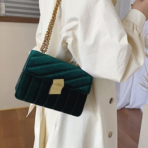 For Women 2022 Designer Small Shoulder Handbags Chain Messenger Bag Lady Mini Purses Hand Bag Quality Gold Velvet Crossbody Bags