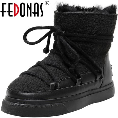 FEDONAS Sweet Winter Warm Boots 2020 Newest Suede Leather Flats Women Cross Tied Wedding Prom Winter Boots Women Water Snow