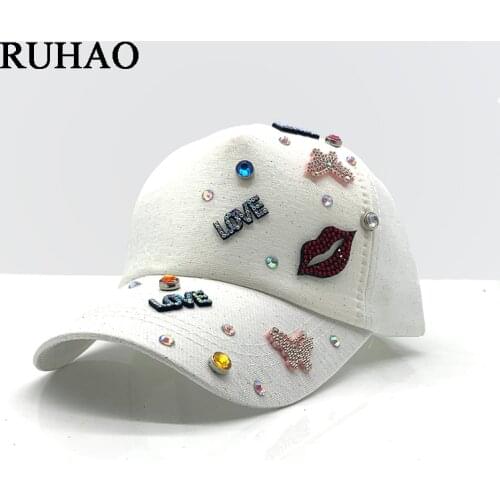 Brand Baseball Cap Women Fashion Hot Rhinestone Sequined Hip Hop Cap Snapback Gorras Student Girl Visor Cap