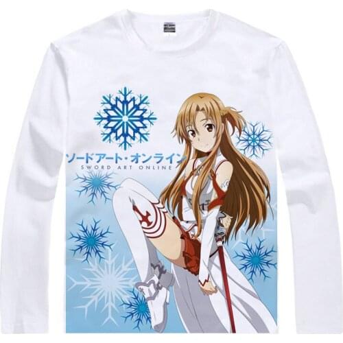 Alfheim Online ALO T-Shirt Asuna Shirt Mans summer Long sleeves t-shirts anime shirt Cute Girls' Dress womens white t-shirts a