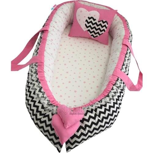 Jaju Baby nest Black Zigzag Orthopedic Luxury BabyNest Baby Bedding 100x60cm