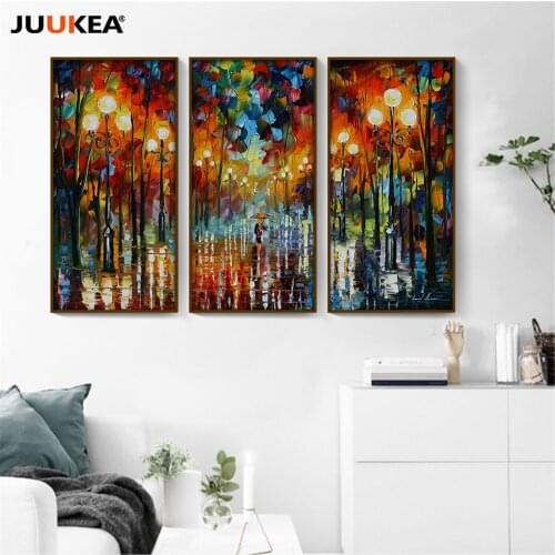 HD Leonid Afremo The impression Street view avenue group canvas painting print poster wall picture for home decor free shipping