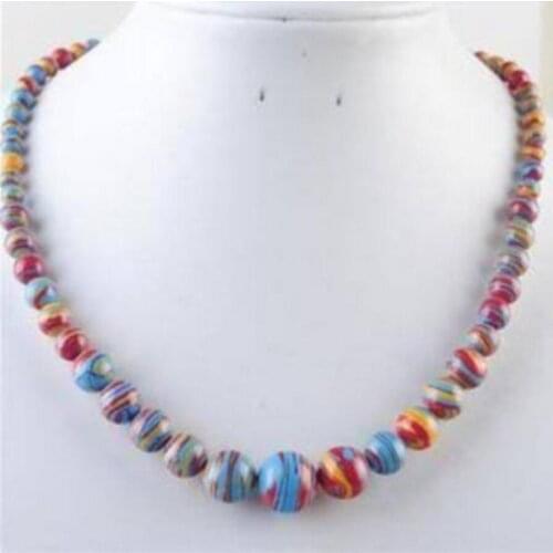 Beautiful!6-14mm Multicolor Beads Necklace 18"AAA