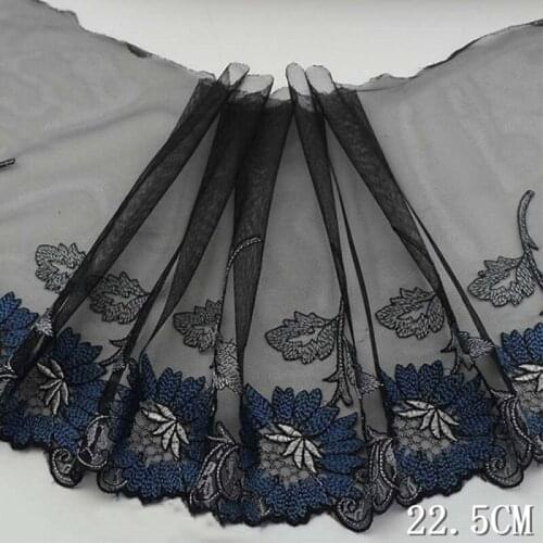 2Yards 22.5cm Mesh Flower Embroidery Lace Trim For Women Garment Dress Underwear Accessories DIY Sewing Crafts