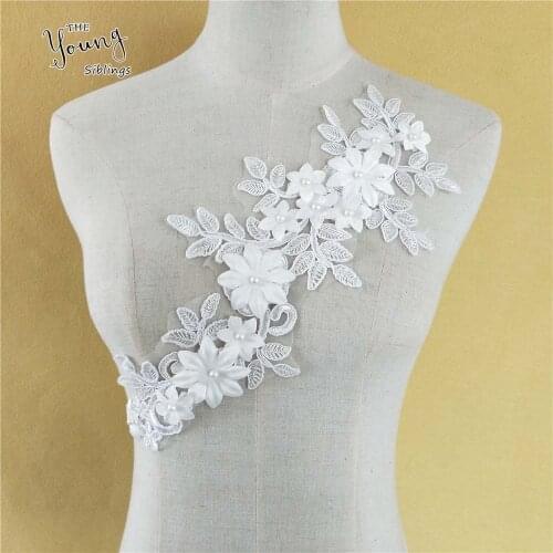 New White ABS pearl Floral Embroidery Neckline Neck Collar Clothes Sewing Applique Embellishments Apparel Fabric Lace Arts