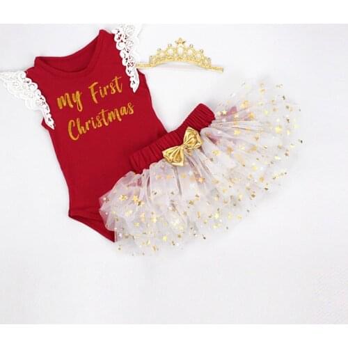 My First Christmas Costume Newborn Baby Girl Clothes Cute Birthday Romper Tutu Cake Princess Skirt Cotton Bebe Cosplay Xmas Gift