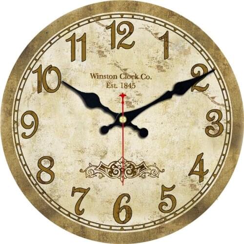 Vintage Silent Round Wooden Clock for World Map Art Decor Battery Operated Retro World Compass Map Travel Lover Wall Clock