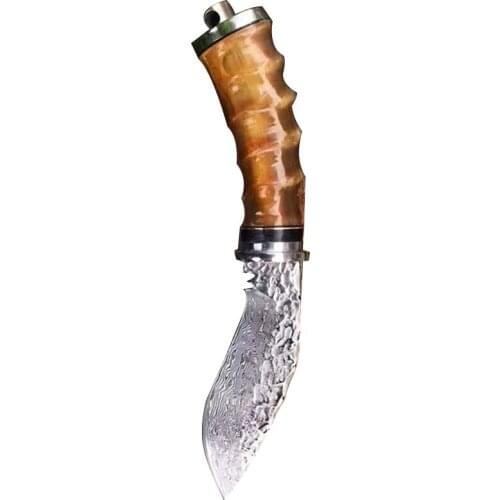 Hunting Knife Fixed Blade Damascus Steel Bowie Knife straight knives BBQ Tools Utility Tactical Portable Carry multi-purpose