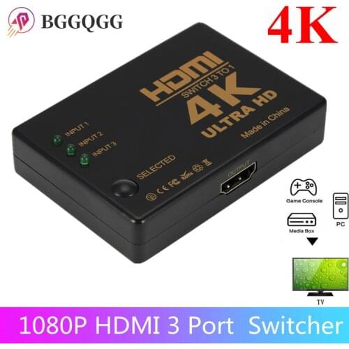 BGGQGG 3 Port 4K*2K 1080P Switcher HDMI Switch Selector 3x1 Splitter Box Ultra HD for HDTV Xbox PS3 PS4 Multimedia HOT Selling