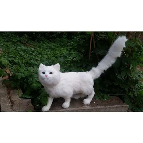 Big simulation white cat polyethylene & furs standing pose cat home decoration gift about 50x25x29cm 164
