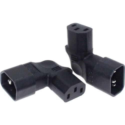 IEC UPS Power Converter C14 To C13 Right Angled AC Electrical Plug Connector Male To Female Power Conversion Adapter Black 10A 2
