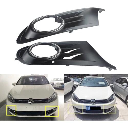 ANGRONG 2X Bumper Driving Fog Light L&R Cover Surround Grill For VW GOLF 6 MK6 2008-13