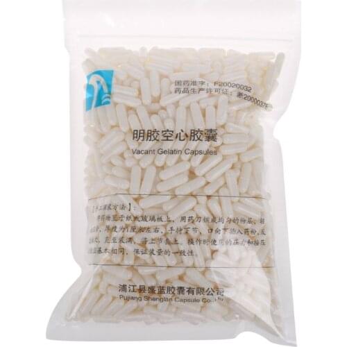 1000PCS White Gelatin Empty Capsules Hollow Gelatin Capsules Empty Pill Capsule 0