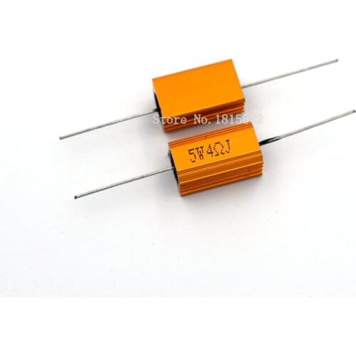 2PCS RX24 5W 4R 4RJ Power Metal Shell Aluminium Gold Resistor High Power Resistance Golden Heat Sink Resistor 5Watt 4 ohm