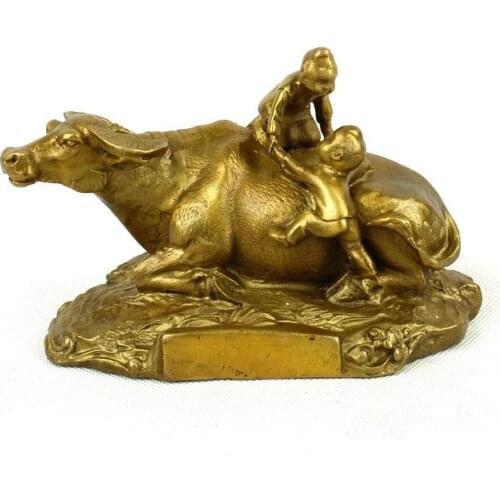 Of pure copper cattle energy-saving copper ornaments Songzi Wang Tintin ornaments financial prosperity copper cattleroom Art