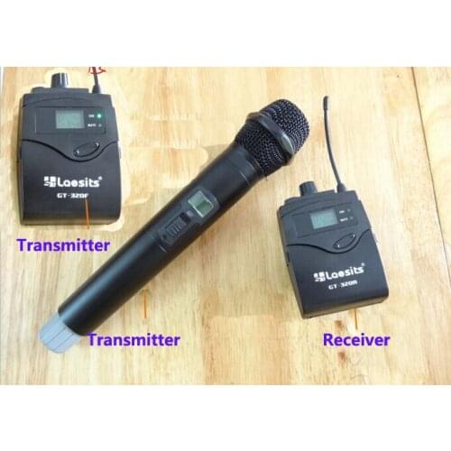 Handheld Wireless Microphone System for DSLR Camera Shooting Interview Recording, 2 transmitter+1 receiver, Aluminum box packing