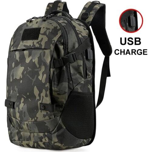 40L USB Charge Camping Hiking Backpack Molle Rucksack Waterproof Traveling Daypack Men Camouflage Outdoor Rucksacks
