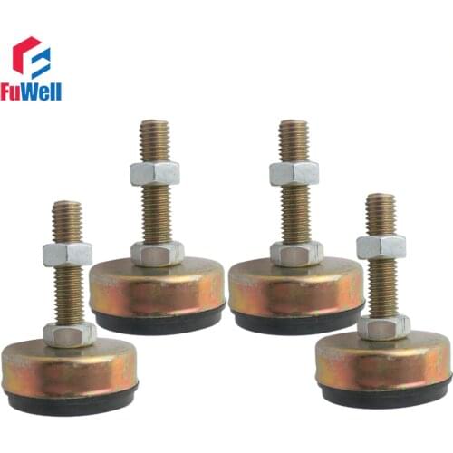 4pcs M8/M10/M12 Articulated Leveling Foot 43mm Base Dia. Adjustable Foot Cups for Furniture/Pipe Rack
