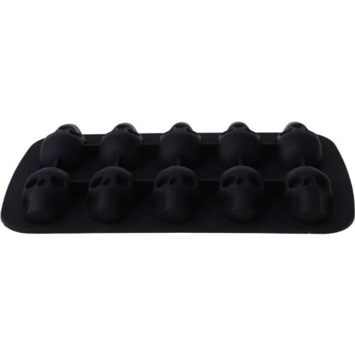 10 Cavity Ice Cube Maker 3D Skull Shape Silicone Chocolate Mold DIY Whiskey Wine Cocktail Bar Party Kitchen Tray