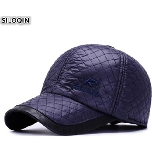 SILOQIN Mens Warm Baseball Caps With Earmuffs Warm Fashion Sports Cap Adjustable Size Thick Earmuff Snapback Cap NEW Winter Hat