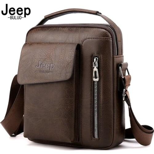 JEEP BULUO Vintage Crossbody Bags High Quality Male Bag PU Leather Handbag Capacity Men Messenger Bags Casual Men Shoulder Bag