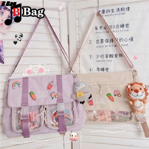 Japan style Women Shoulder bag Lovely Transparent Female Canvas handbag girl Students Large capacity Satchel itaBag