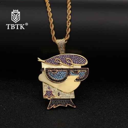 TBTK Western Style Mr. Brid Carton Beautiful Pendant Necklace Colored Imilated Stone Pendant HipHop Costume Jewelry Boy